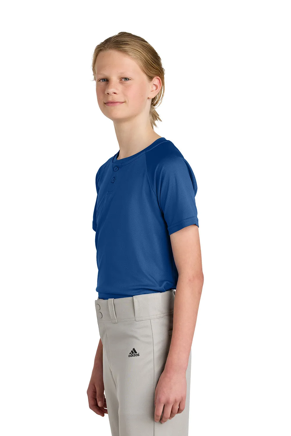 Sport-Tek Youth Moisture Wicking Competitor 2-Button Short Sleeve Henley - Royal Blue Clothing Sport-Tek