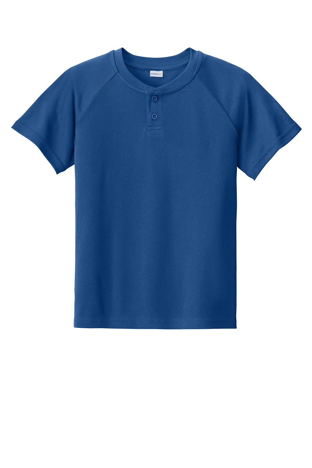 Sport-Tek Youth Moisture Wicking Competitor 2-Button Short Sleeve Henley - Royal Blue Clothing Sport-Tek