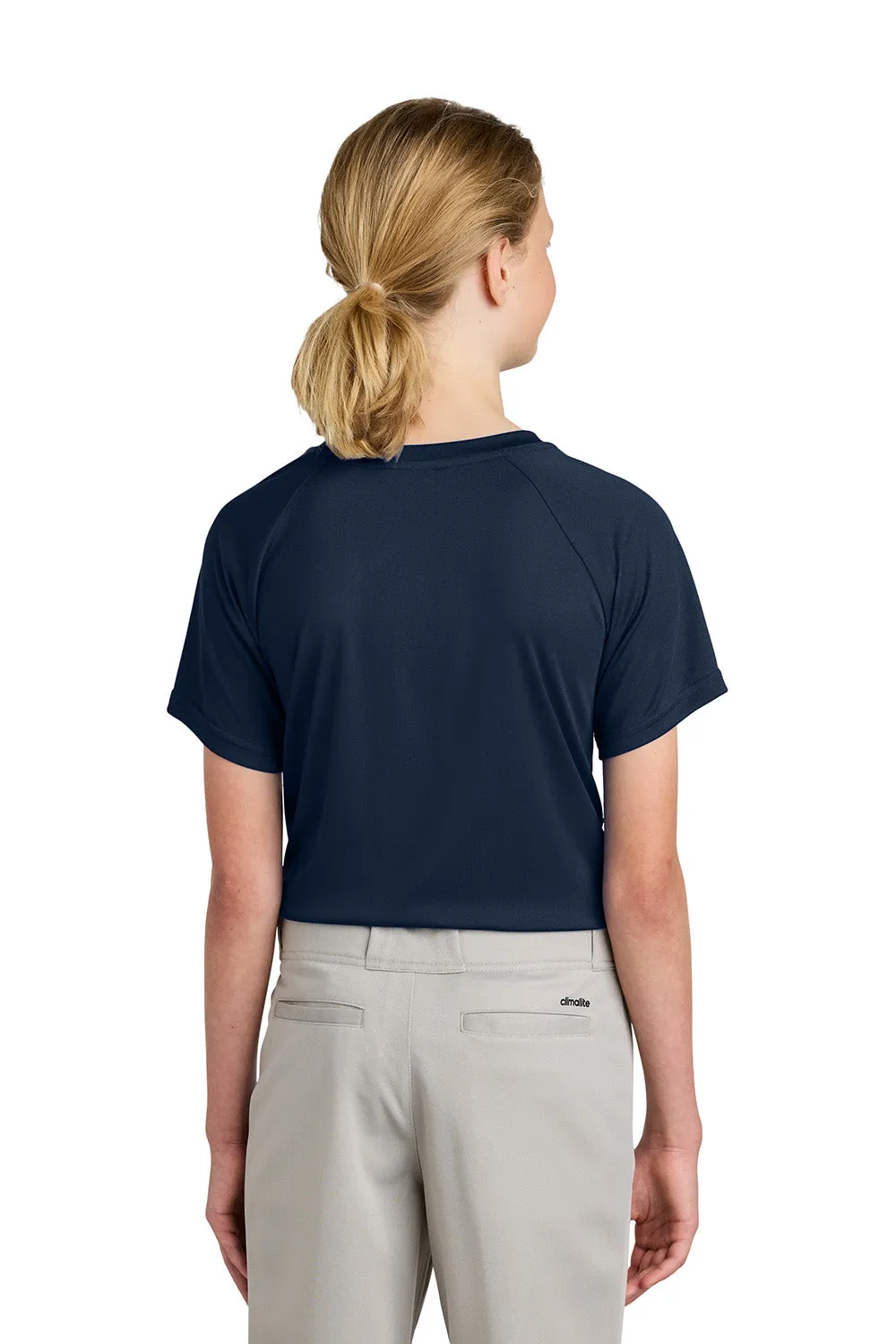 Sport-Tek Youth Moisture Wicking Competitor 2-Button Short Sleeve Henley - True Navy Blue Clothing Sport-Tek
