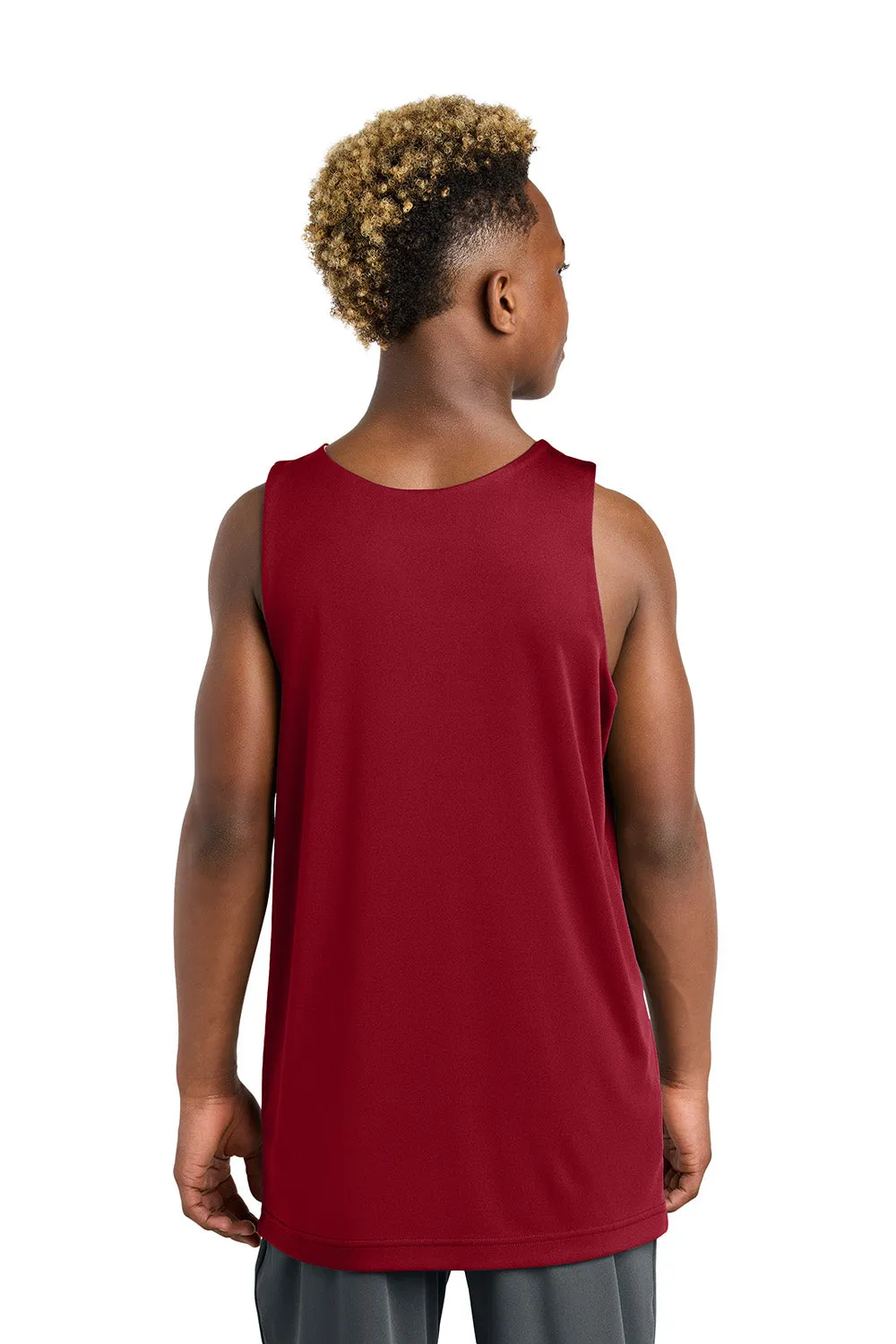 Sport-Tek Youth Moisture Wicking Competitor Rev Tank Top - Deep Red/White Clothing Sport-Tek