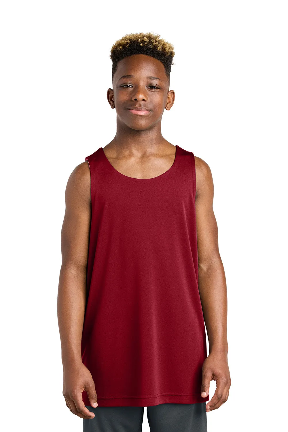 Sport-Tek Youth Moisture Wicking Competitor Rev Tank Top - Deep Red/White Clothing Sport-Tek