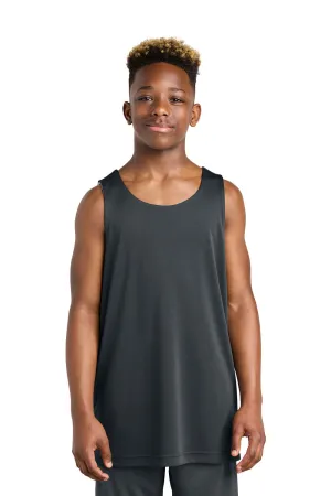 Sport-Tek Youth Moisture Wicking Competitor Rev Tank Top - Iron Grey/White Clothing Sport-Tek