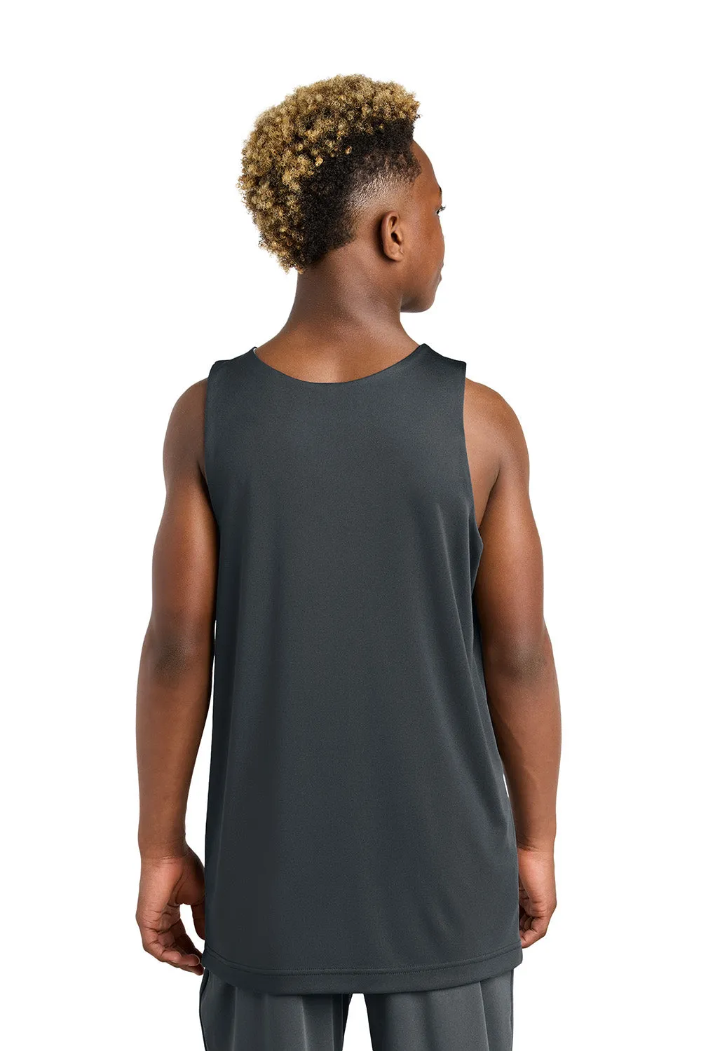 Sport-Tek Youth Moisture Wicking Competitor Rev Tank Top - Iron Grey/White Clothing Sport-Tek