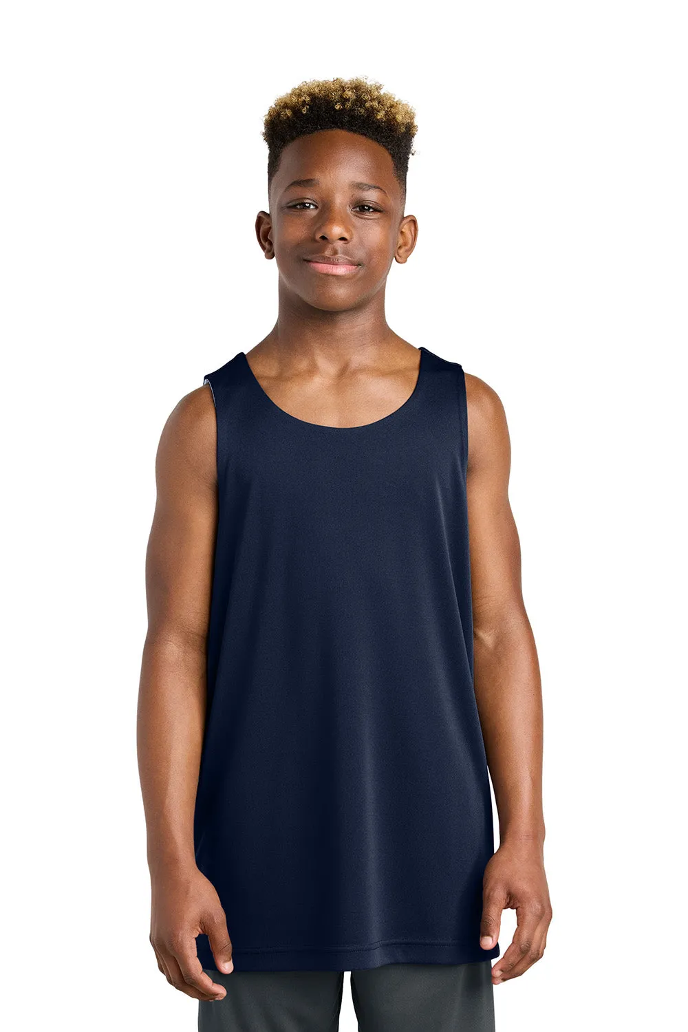 Sport-Tek Youth Moisture Wicking Competitor Rev Tank Top - True Navy Blue/White Clothing Sport-Tek