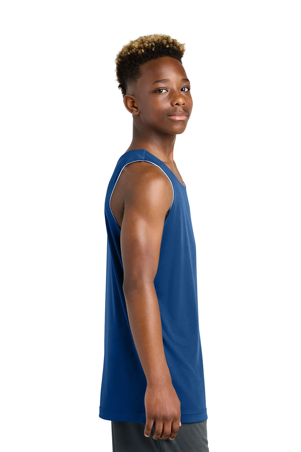 Sport-Tek Youth Moisture Wicking Competitor Rev Tank Top - True Royal Blue/White Clothing Sport-Tek