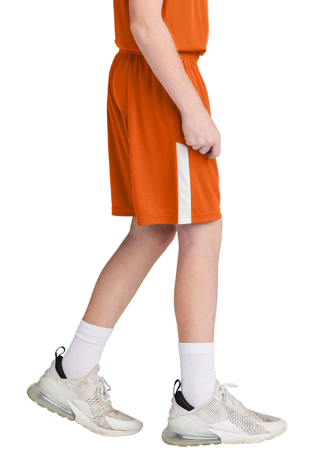 Sport-Tek Youth Moisture Wicking Competitor United Athletic Shorts - Deep Orange/White Clothing Sport-Tek