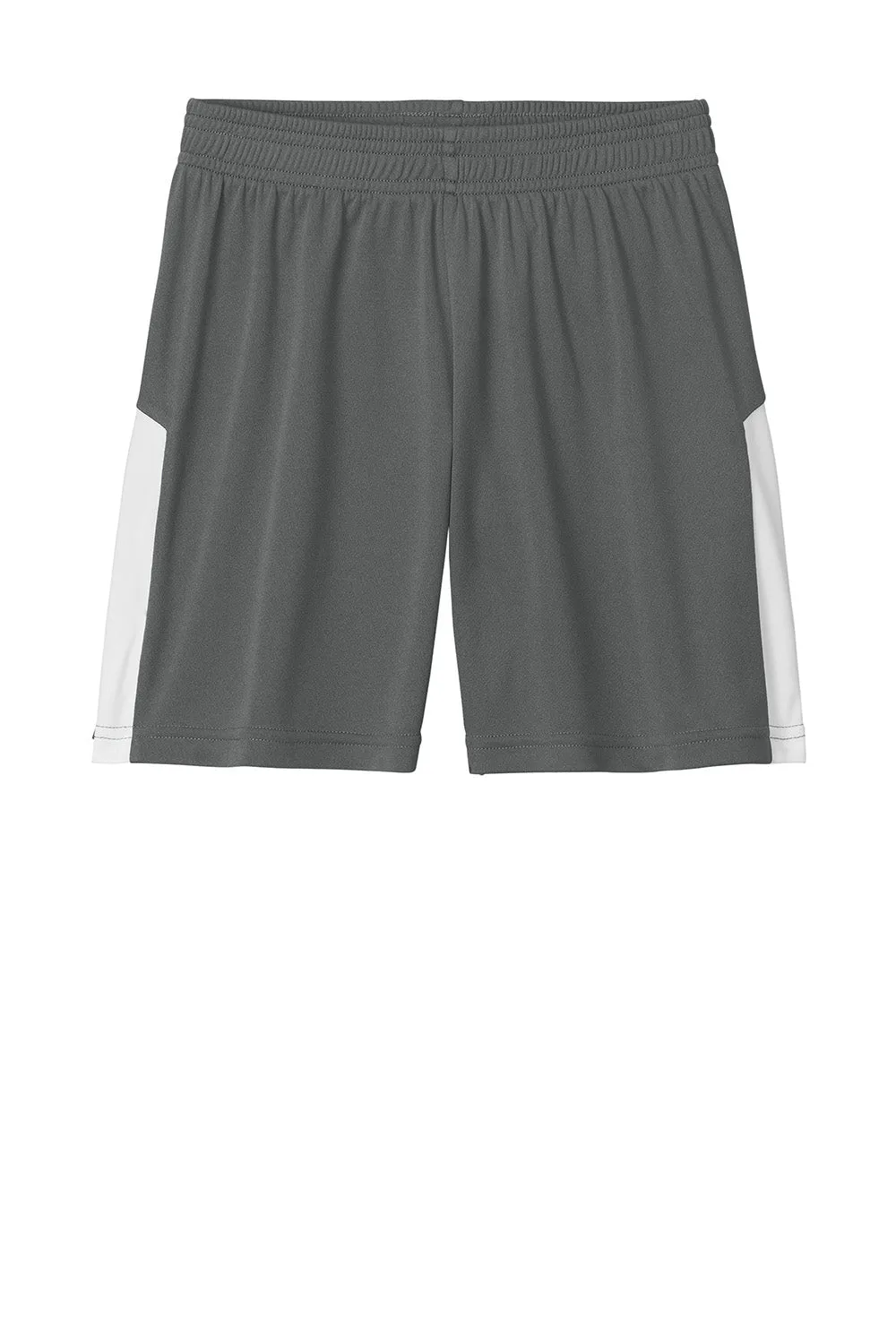 Sport-Tek Youth Moisture Wicking Competitor United Athletic Shorts - Iron Grey/White Clothing Sport-Tek