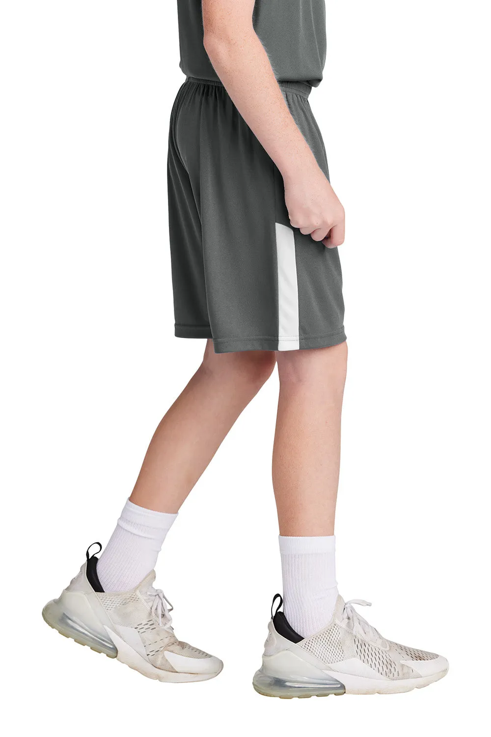 Sport-Tek Youth Moisture Wicking Competitor United Athletic Shorts - Iron Grey/White Clothing Sport-Tek