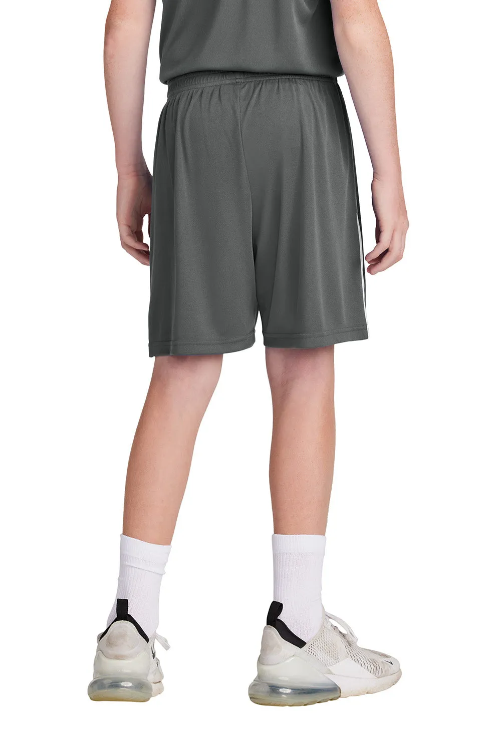 Sport-Tek Youth Moisture Wicking Competitor United Athletic Shorts - Iron Grey/White Clothing Sport-Tek