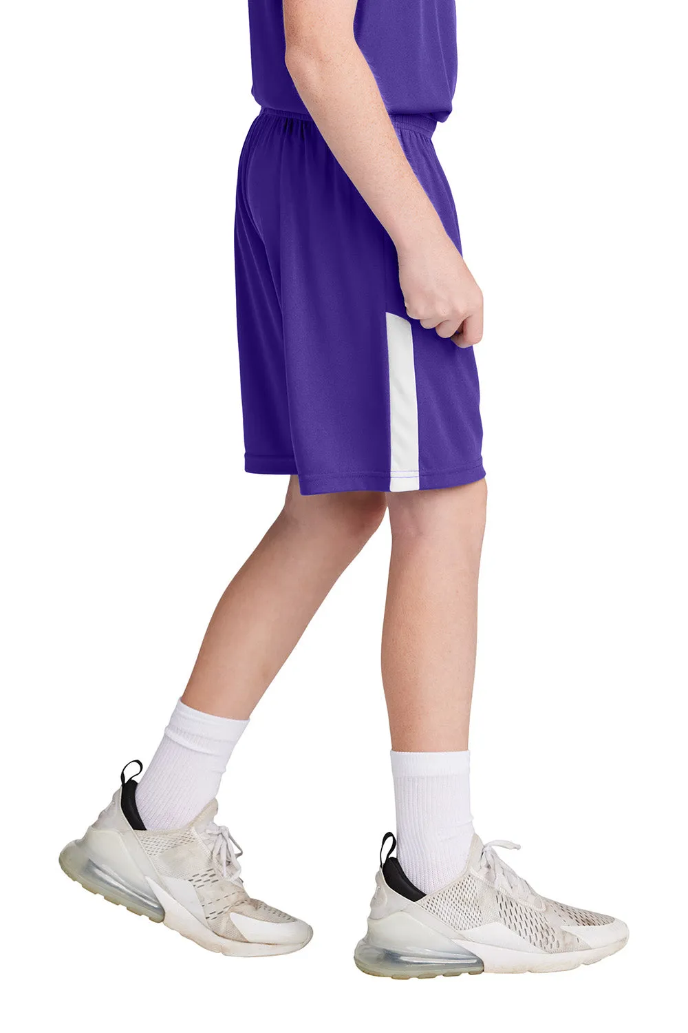 Sport-Tek Youth Moisture Wicking Competitor United Athletic Shorts - Purple/White Clothing Sport-Tek