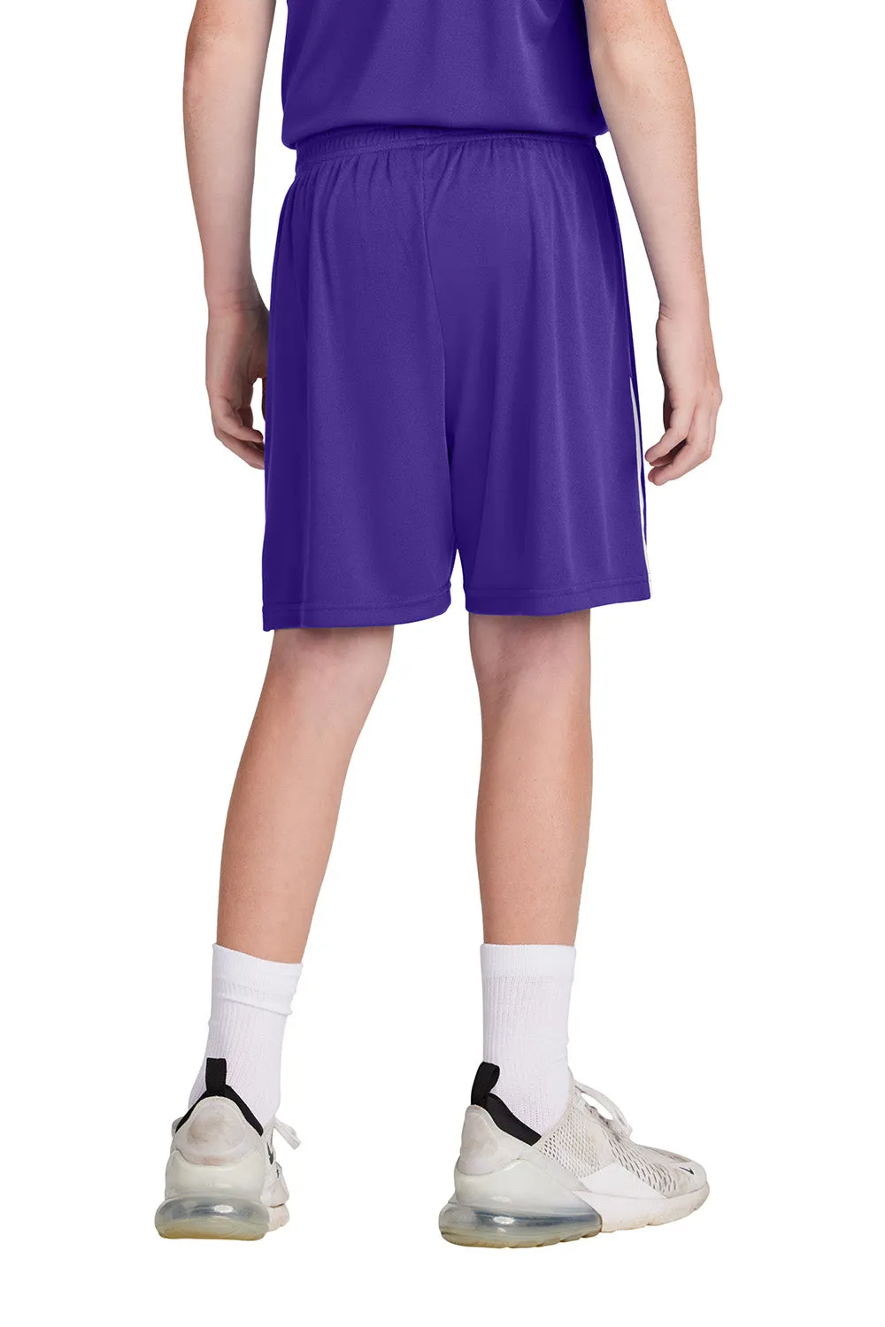 Sport-Tek Youth Moisture Wicking Competitor United Athletic Shorts - Purple/White Clothing Sport-Tek