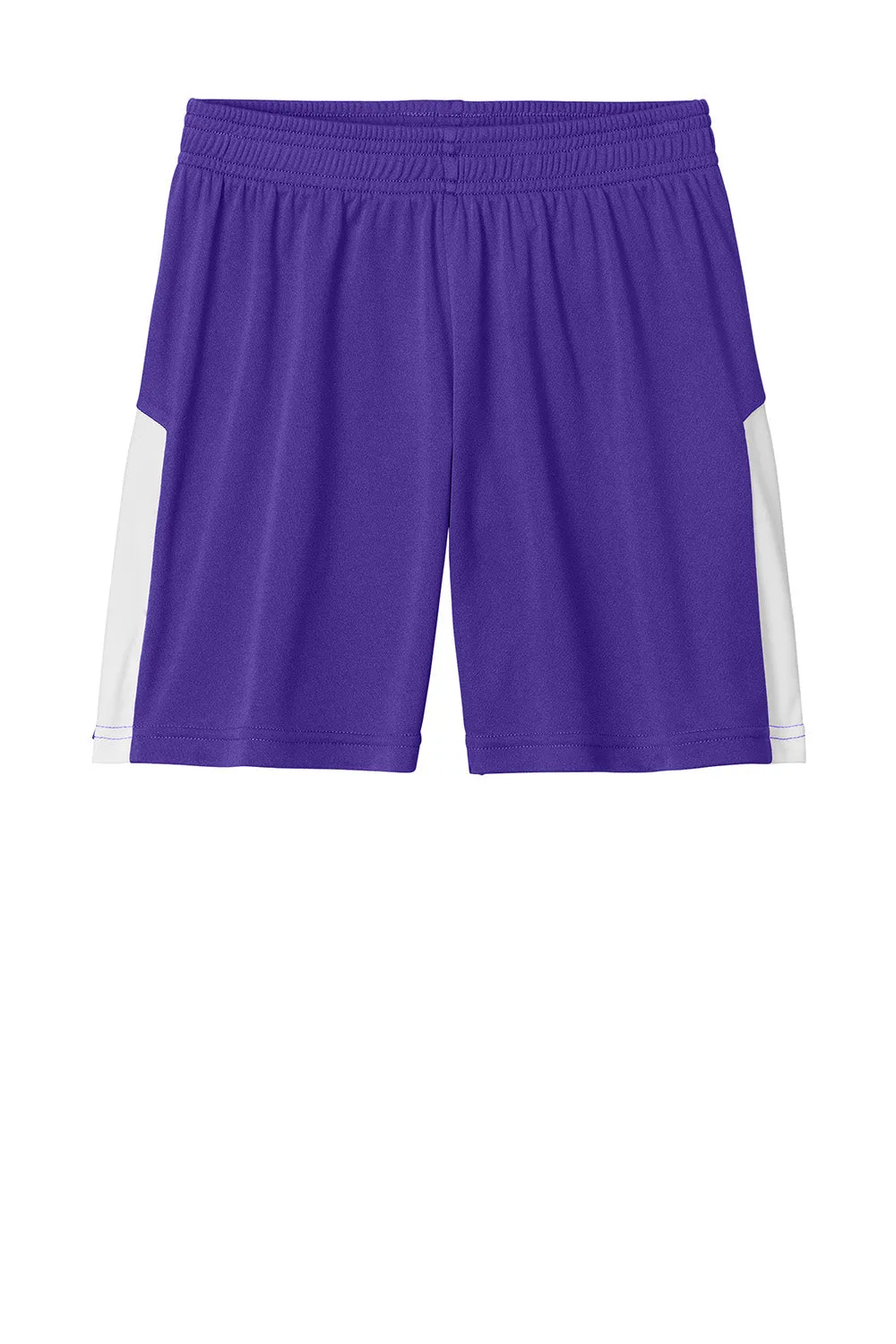 Sport-Tek Youth Moisture Wicking Competitor United Athletic Shorts - Purple/White Clothing Sport-Tek