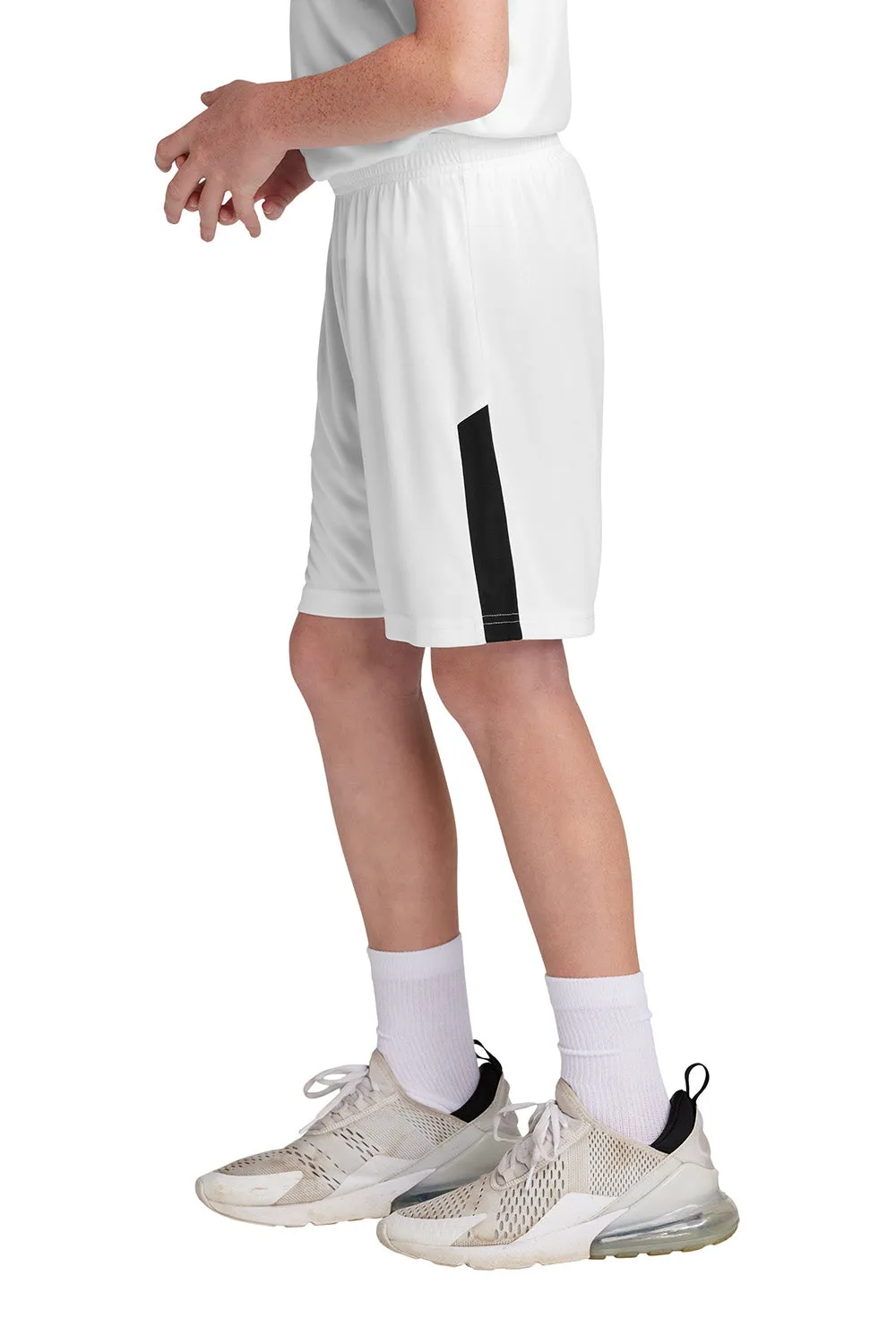 Sport-Tek Youth Moisture Wicking Competitor United Athletic Shorts - White/Black Clothing Sport-Tek