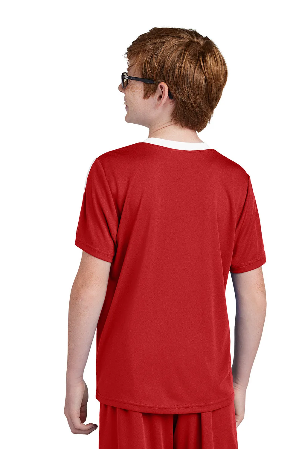 Sport-Tek Youth Moisture Wicking Competitor United Short Sleeve Crewneck T-Shirt - Deep Red/White Clothing Sport-Tek