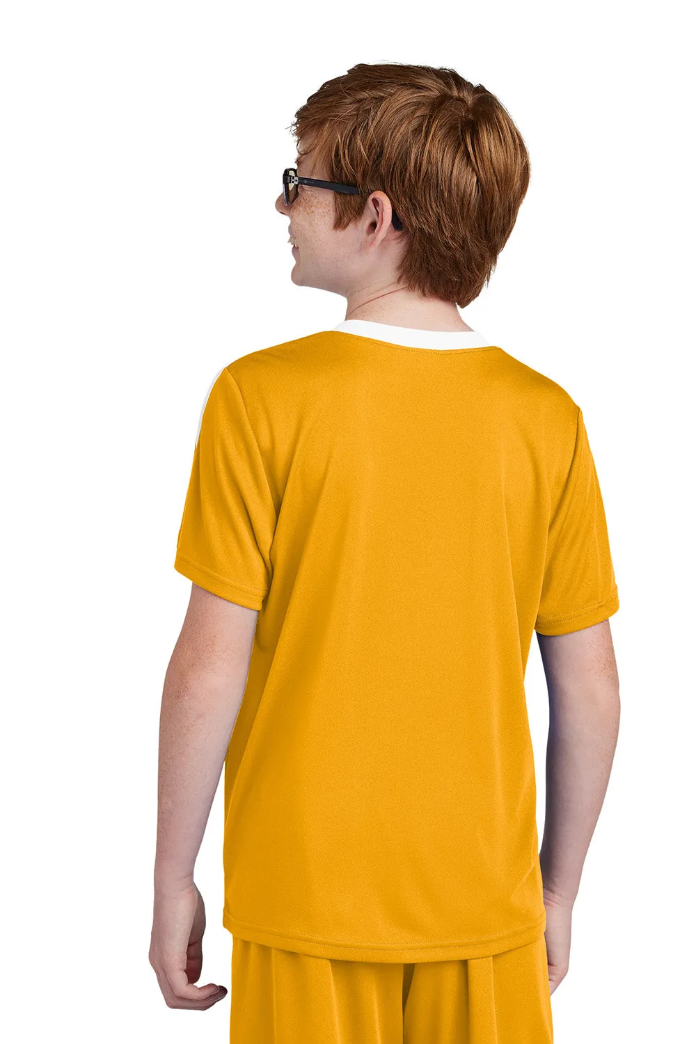 Sport-Tek Youth Moisture Wicking Competitor United Short Sleeve Crewneck T-Shirt - Gold/White Clothing Sport-Tek