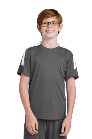 Sport-Tek Youth Moisture Wicking Competitor United Short Sleeve Crewneck T-Shirt - Iron Grey/White Clothing Sport-Tek