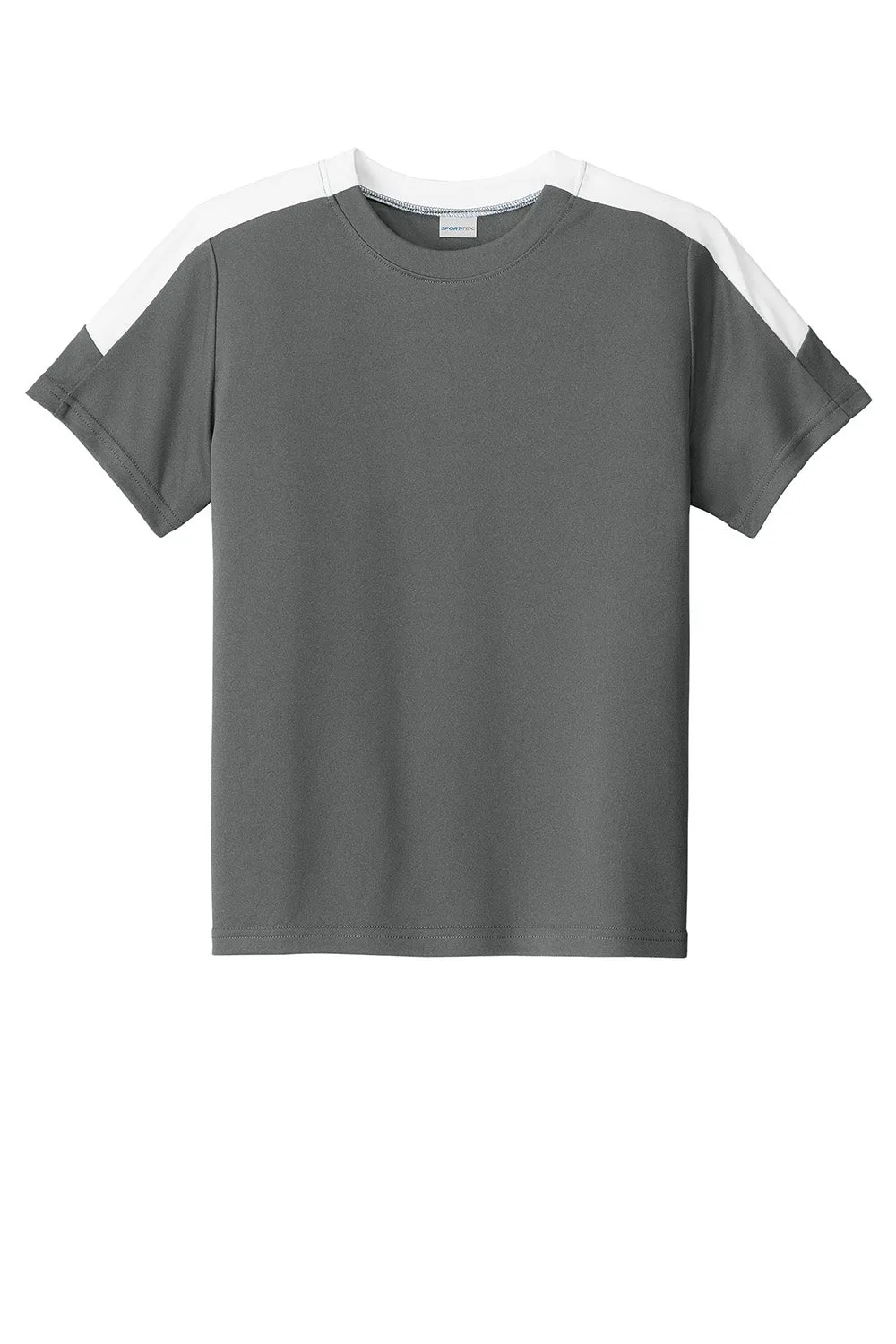 Sport-Tek Youth Moisture Wicking Competitor United Short Sleeve Crewneck T-Shirt - Iron Grey/White Clothing Sport-Tek
