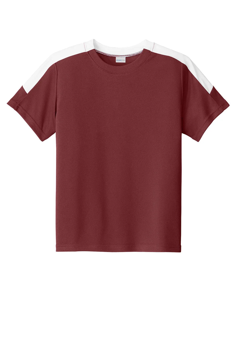 Sport-Tek Youth Moisture Wicking Competitor United Short Sleeve Crewneck T-Shirt - Maroon/White Clothing Sport-Tek