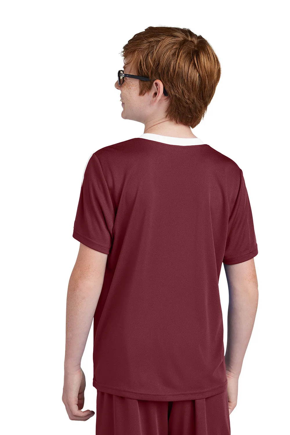 Sport-Tek Youth Moisture Wicking Competitor United Short Sleeve Crewneck T-Shirt - Maroon/White Clothing Sport-Tek