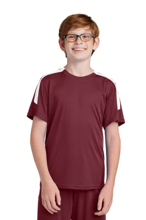 Sport-Tek Youth Moisture Wicking Competitor United Short Sleeve Crewneck T-Shirt - Maroon/White Clothing Sport-Tek