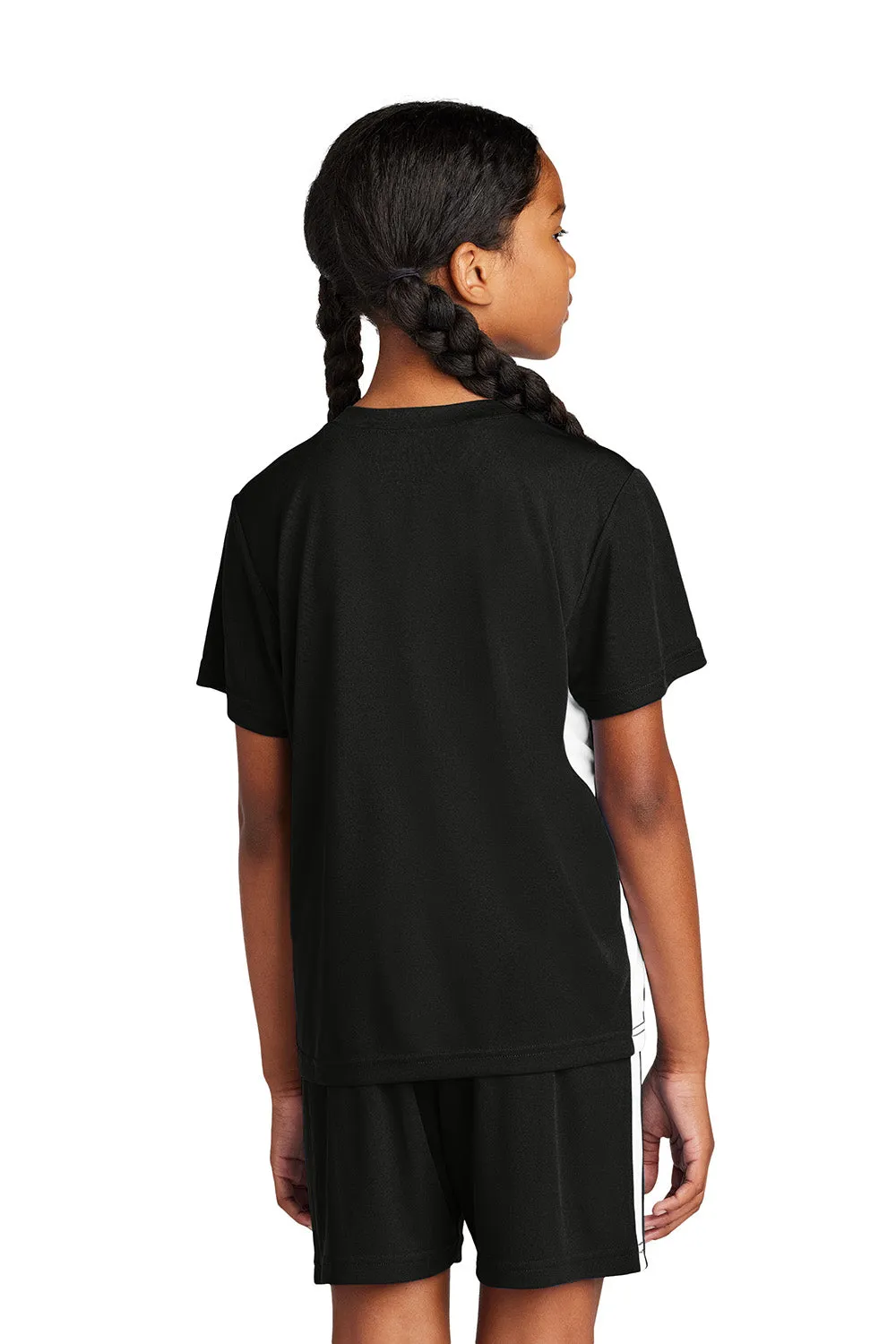 Sport-Tek Youth Moisture Wicking Competitor United Short Sleeve V-Neck T-Shirt - Black/White Clothing Sport-Tek