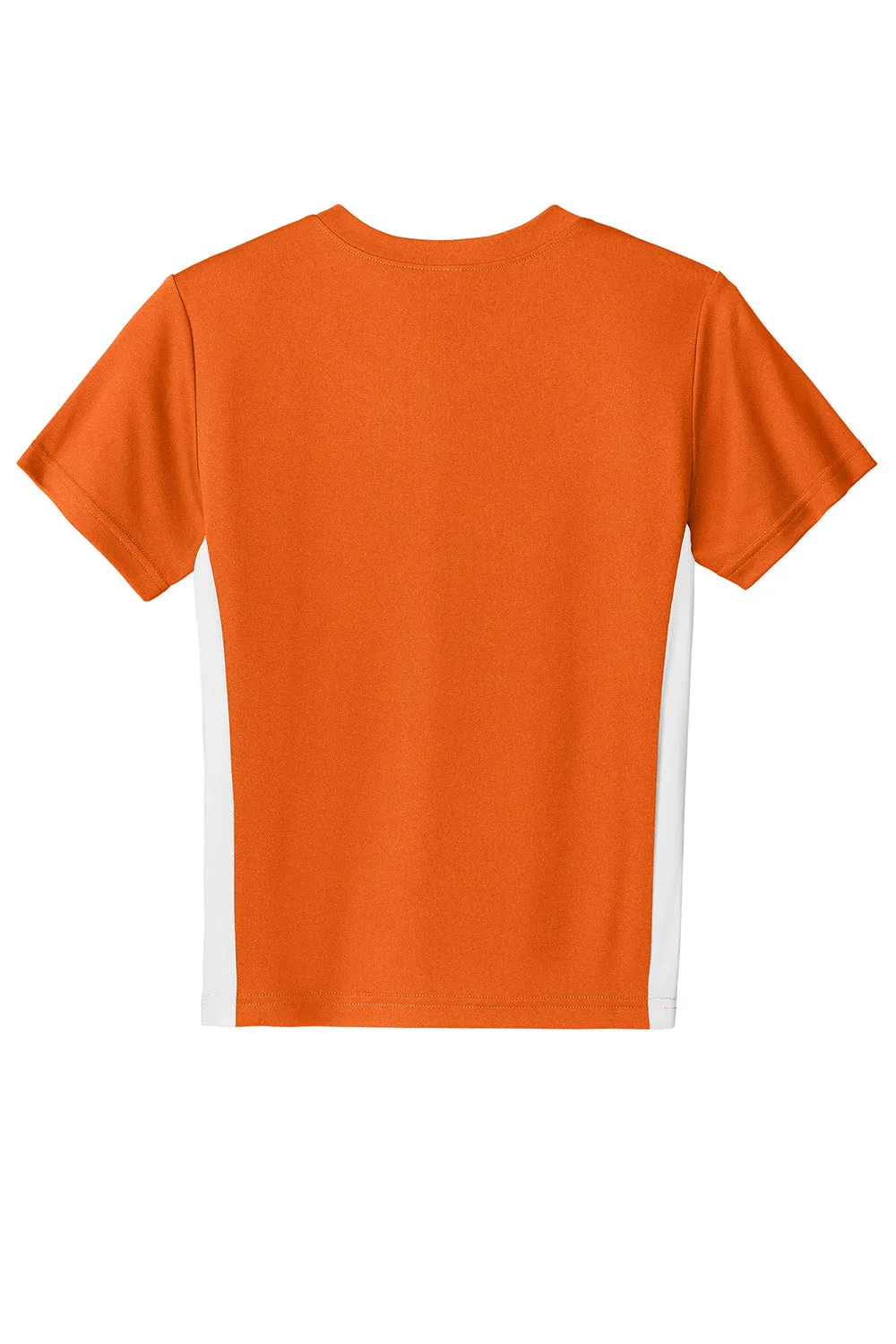 Sport-Tek Youth Moisture Wicking Competitor United Short Sleeve V-Neck T-Shirt - Deep Orange/White Clothing Sport-Tek