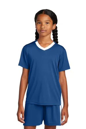 Sport-Tek Youth Moisture Wicking Competitor United Short Sleeve V-Neck T-Shirt - Royal Blue/White Clothing Sport-Tek