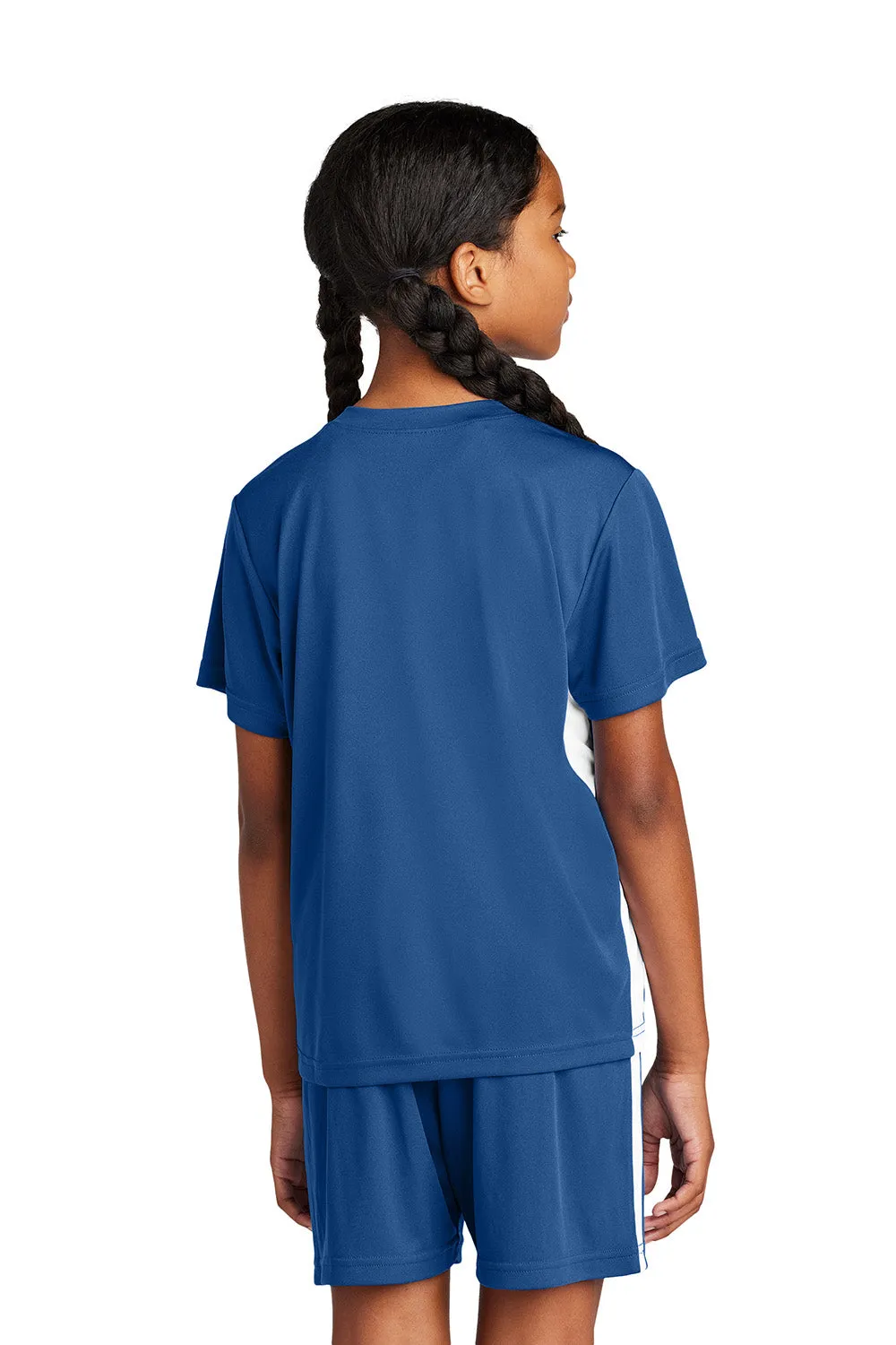 Sport-Tek Youth Moisture Wicking Competitor United Short Sleeve V-Neck T-Shirt - Royal Blue/White Clothing Sport-Tek