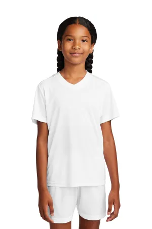 Sport-Tek Youth Moisture Wicking Competitor United Short Sleeve V-Neck T-Shirt - White Clothing Sport-Tek