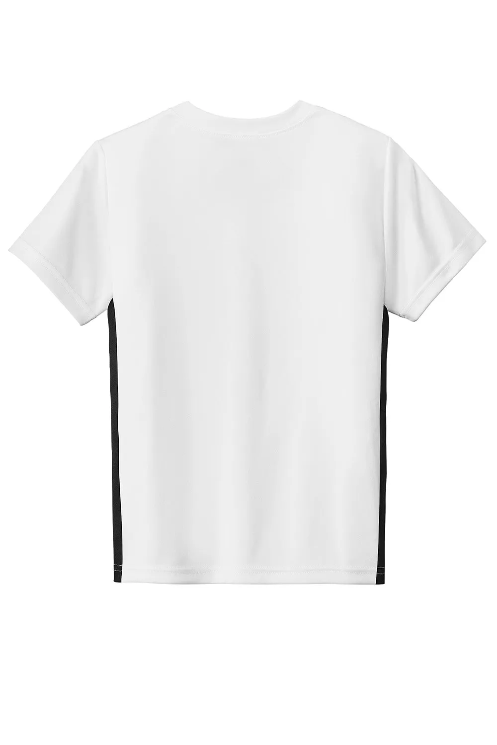 Sport-Tek Youth Moisture Wicking Competitor United Short Sleeve V-Neck T-Shirt - White/Black Clothing Sport-Tek