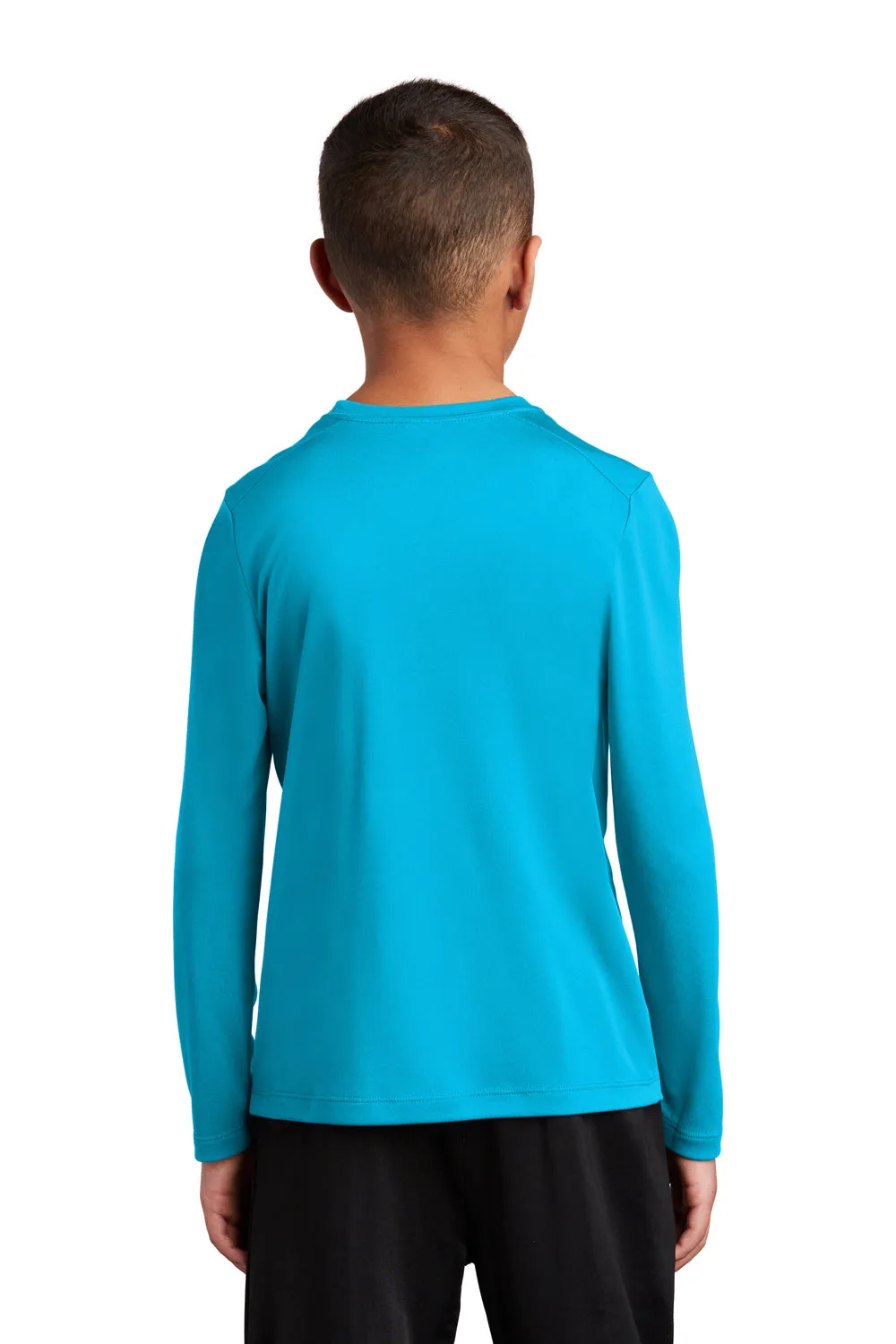 Sport-Tek Youth Moisture Wicking Long Sleeve Crewneck T-Shirt - Sapphire Blue Clothing Sport-Tek