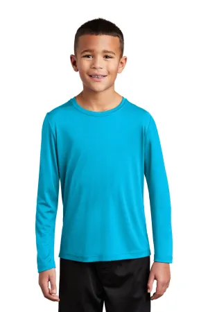 Sport-Tek Youth Moisture Wicking Long Sleeve Crewneck T-Shirt - Sapphire Blue Clothing Sport-Tek