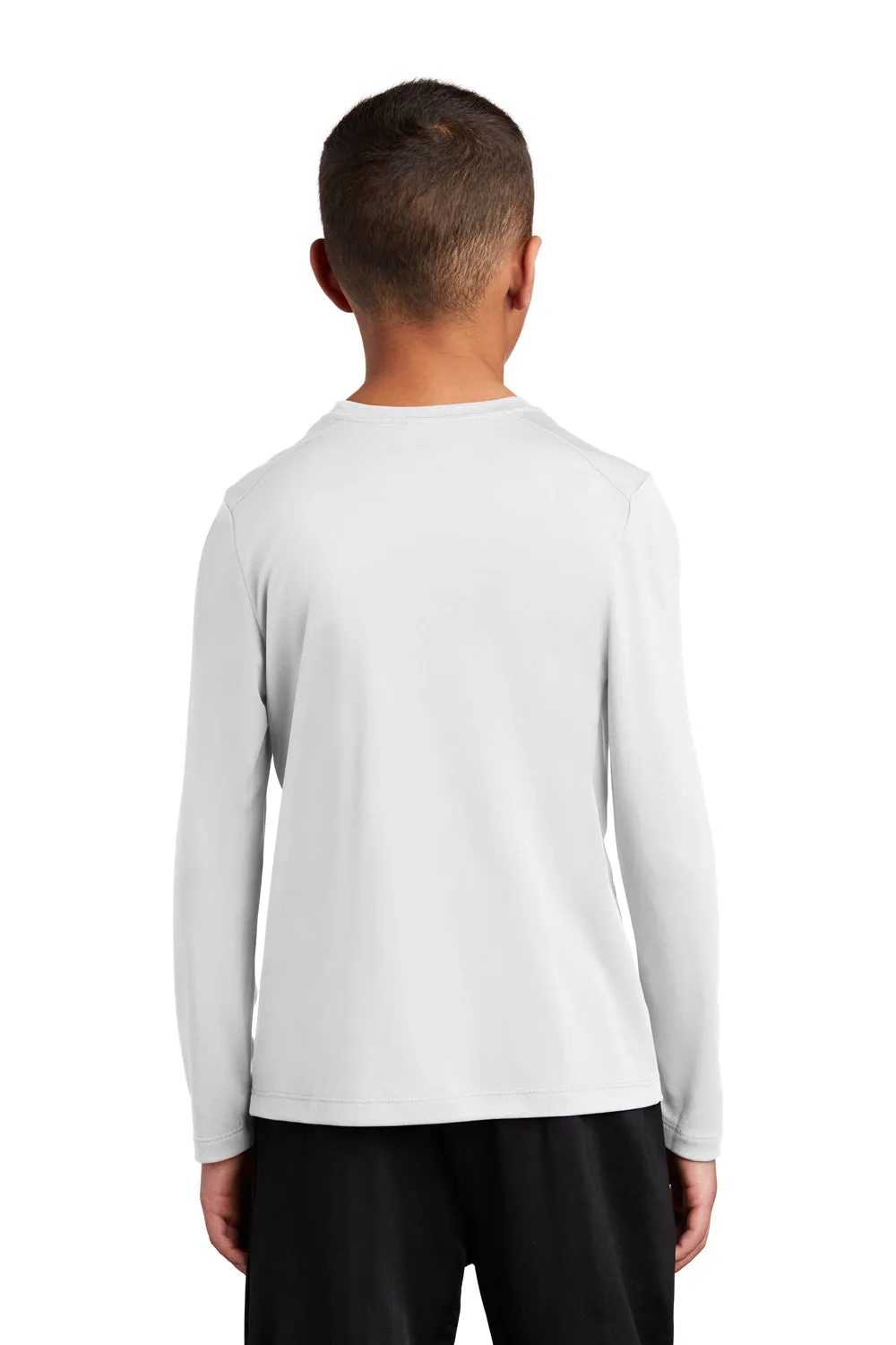 Sport-Tek Youth Moisture Wicking Long Sleeve Crewneck T-Shirt - White Clothing Sport-Tek
