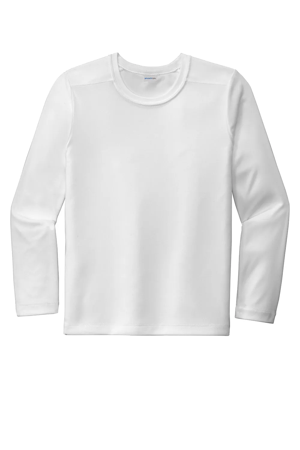 Sport-Tek Youth Moisture Wicking Long Sleeve Crewneck T-Shirt - White Clothing Sport-Tek