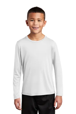 Sport-Tek Youth Moisture Wicking Long Sleeve Crewneck T-Shirt - White Clothing Sport-Tek