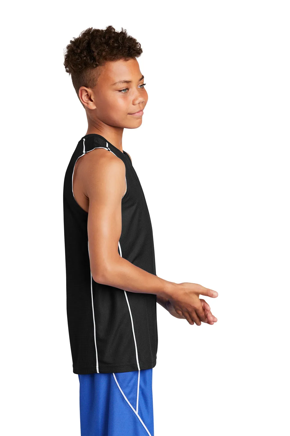 Sport-Tek Youth Moisture Wicking Mesh Reversible Tank Top - Black - Closeout Clothing Sport-Tek