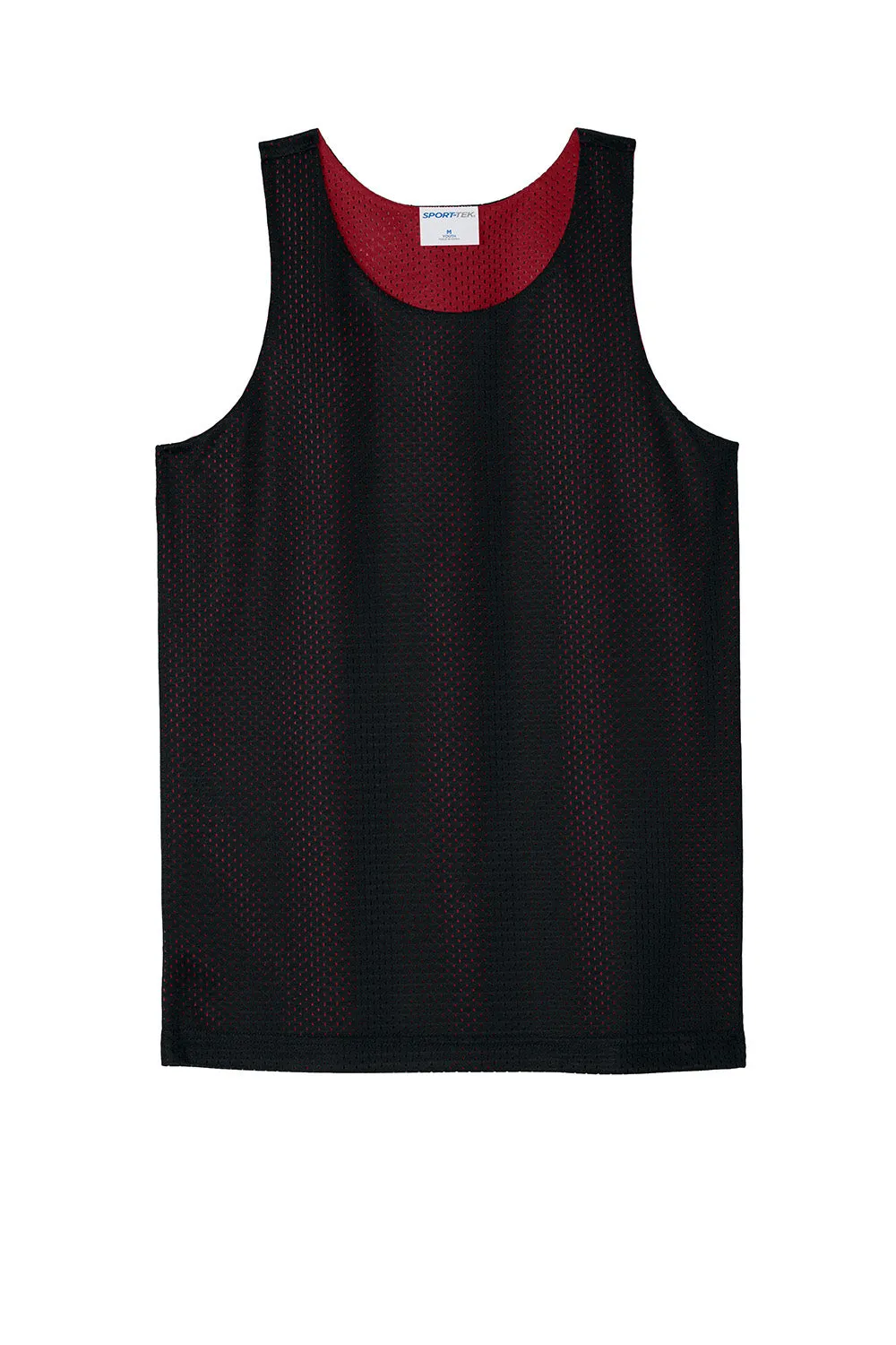 Sport-Tek Youth Moisture Wicking Reversible Mesh Tank Top - Black/Deep Red Clothing Sport-Tek