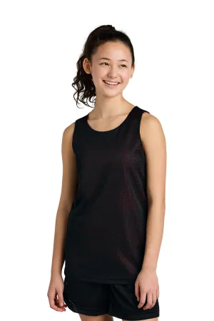 Sport-Tek Youth Moisture Wicking Reversible Mesh Tank Top - Black/Deep Red Clothing Sport-Tek