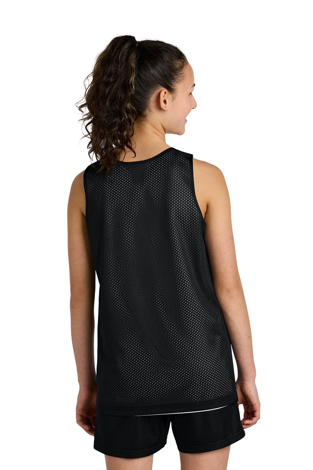 Sport-Tek Youth Moisture Wicking Reversible Mesh Tank Top - Black/White Clothing Sport-Tek