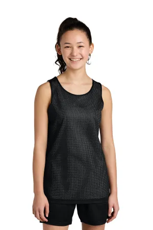 Sport-Tek Youth Moisture Wicking Reversible Mesh Tank Top - Black/White Clothing Sport-Tek
