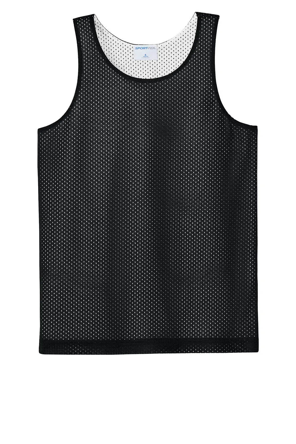 Sport-Tek Youth Moisture Wicking Reversible Mesh Tank Top - Black/White Clothing Sport-Tek