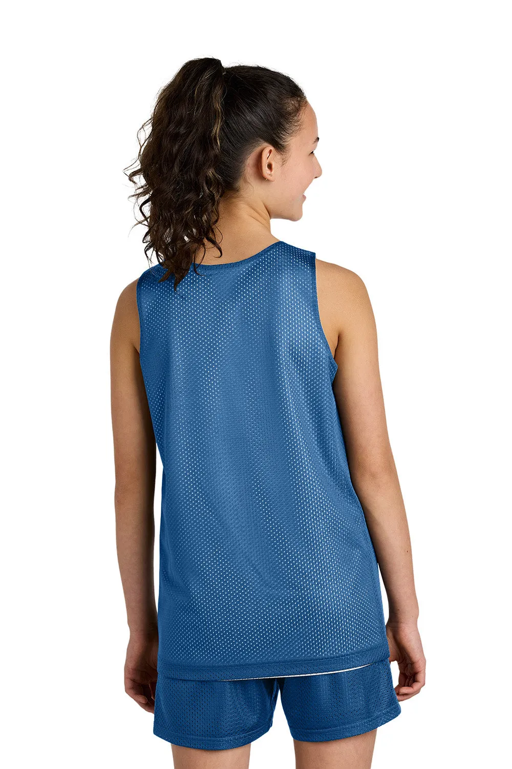 Sport-Tek Youth Moisture Wicking Reversible Mesh Tank Top - Carolina Blue/White Clothing Sport-Tek