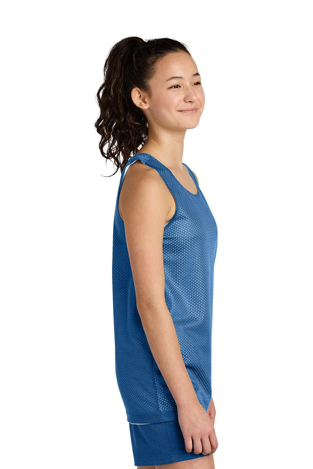 Sport-Tek Youth Moisture Wicking Reversible Mesh Tank Top - Carolina Blue/White Clothing Sport-Tek