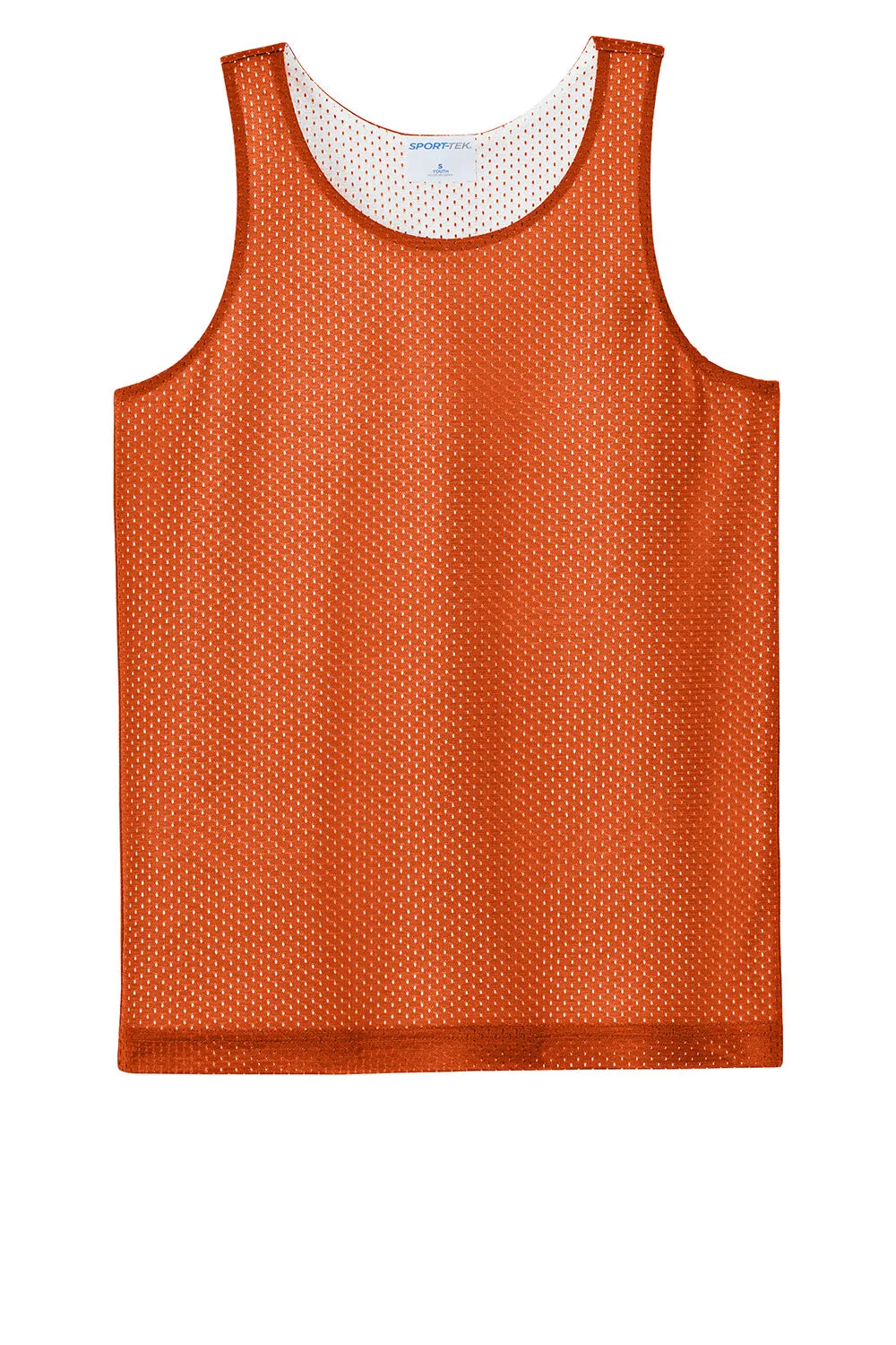 Sport-Tek Youth Moisture Wicking Reversible Mesh Tank Top - Deep Orange/White Clothing Sport-Tek