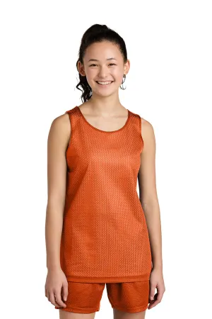 Sport-Tek Youth Moisture Wicking Reversible Mesh Tank Top - Deep Orange/White Clothing Sport-Tek