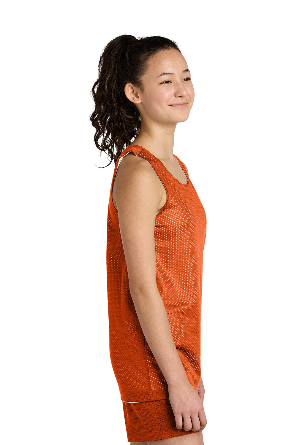 Sport-Tek Youth Moisture Wicking Reversible Mesh Tank Top - Deep Orange/White Clothing Sport-Tek