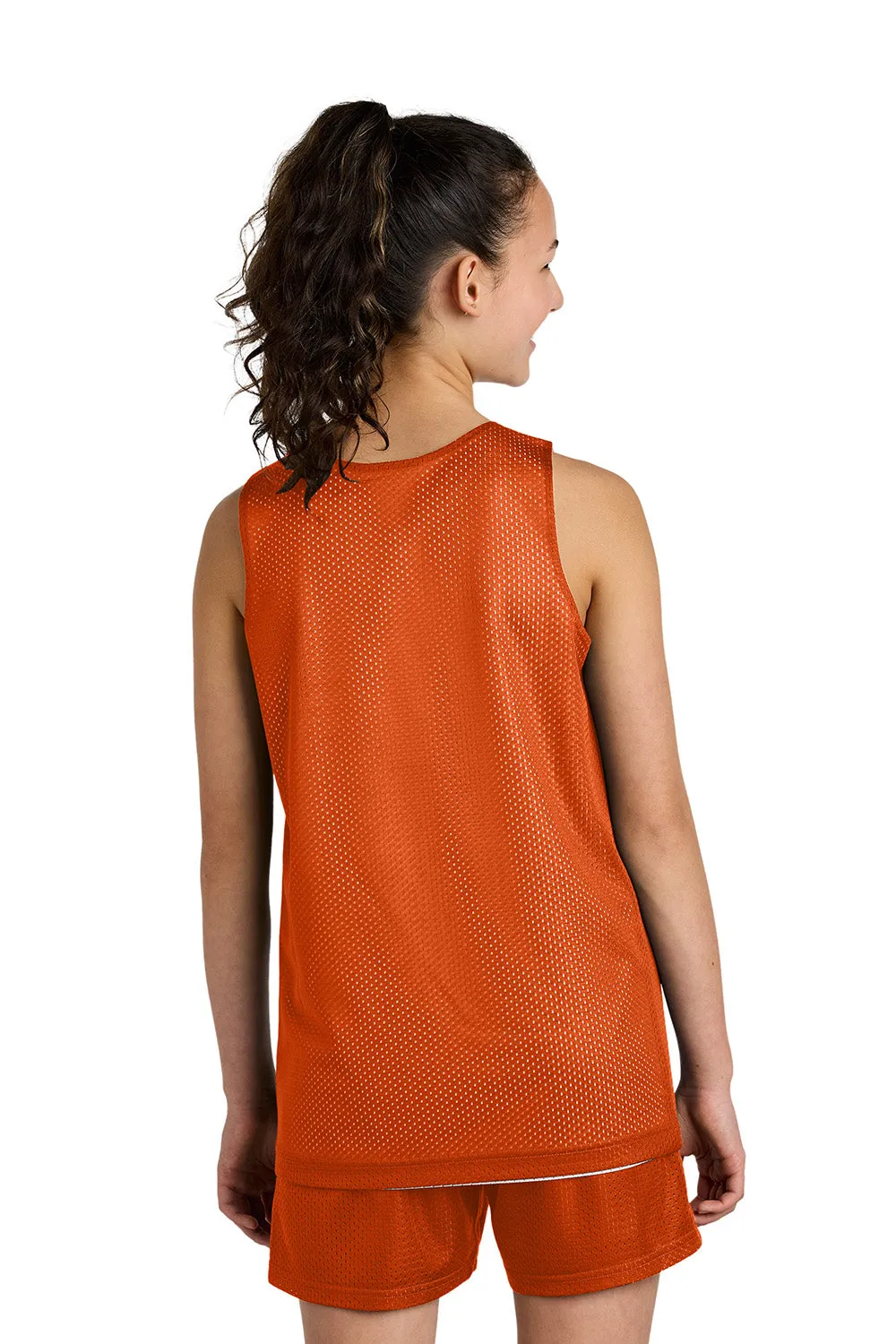 Sport-Tek Youth Moisture Wicking Reversible Mesh Tank Top - Deep Orange/White Clothing Sport-Tek