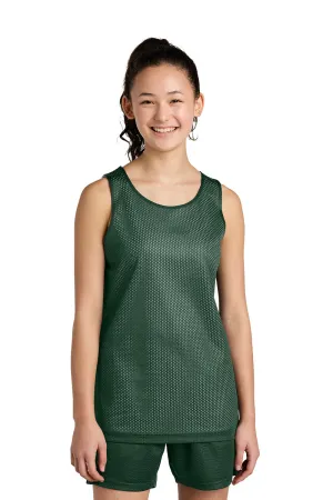 Sport-Tek Youth Moisture Wicking Reversible Mesh Tank Top - Forest Green/White Clothing Sport-Tek