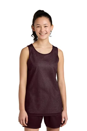 Sport-Tek Youth Moisture Wicking Reversible Mesh Tank Top - Maroon/White Clothing Sport-Tek
