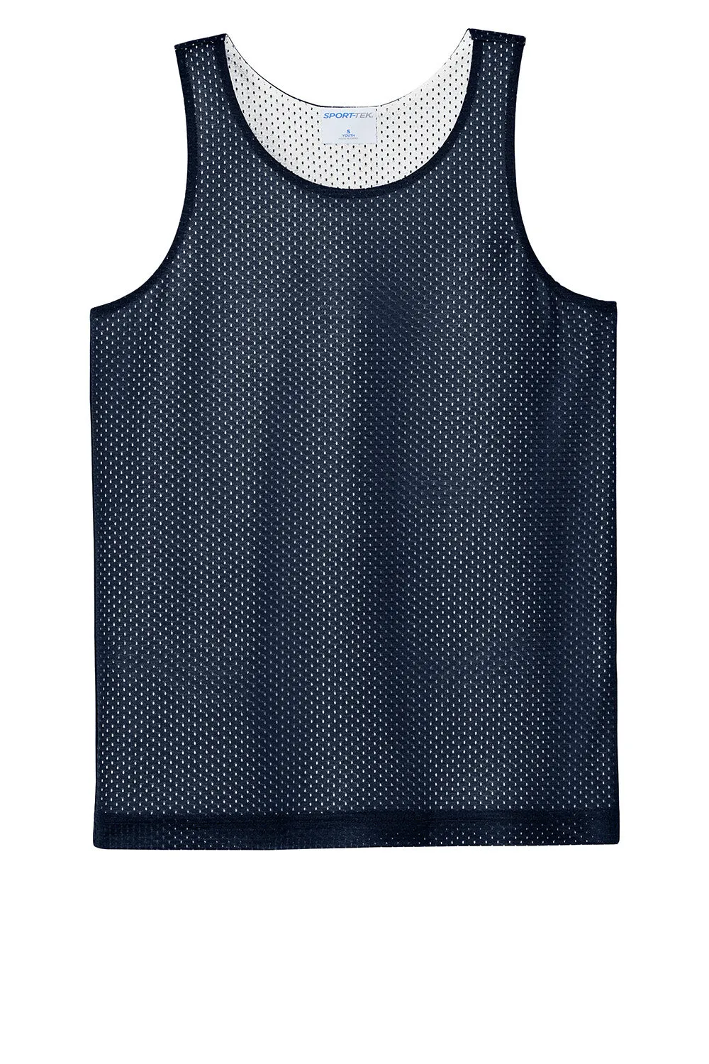 Sport-Tek Youth Moisture Wicking Reversible Mesh Tank Top - True Navy Blue/White Clothing Sport-Tek
